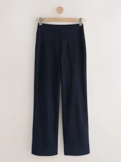 Navy Smoothing Cord Wide Leg Trousers