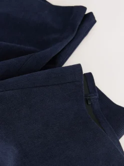 Navy Smoothing Cord Wide Leg Trousers