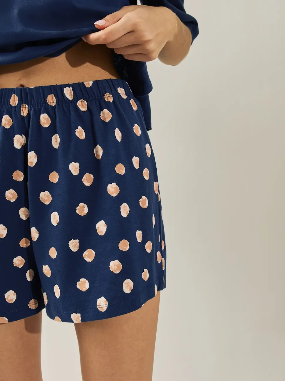 Navy Spot Cotton Short Set Pyjamas