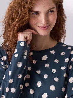Navy Spot Maternity Long Sleeve Pyjamas