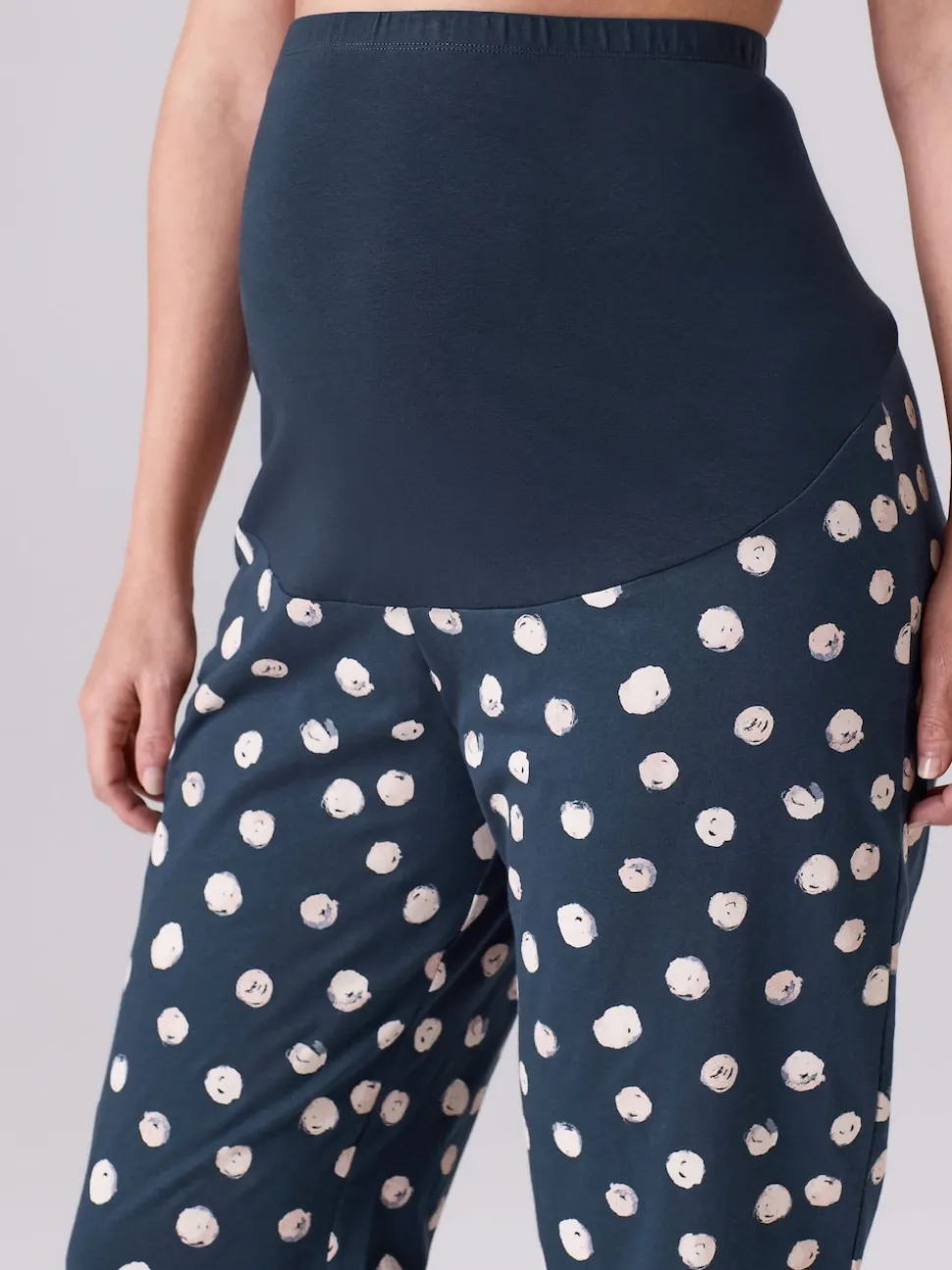 Navy Spot Maternity Long Sleeve Pyjamas