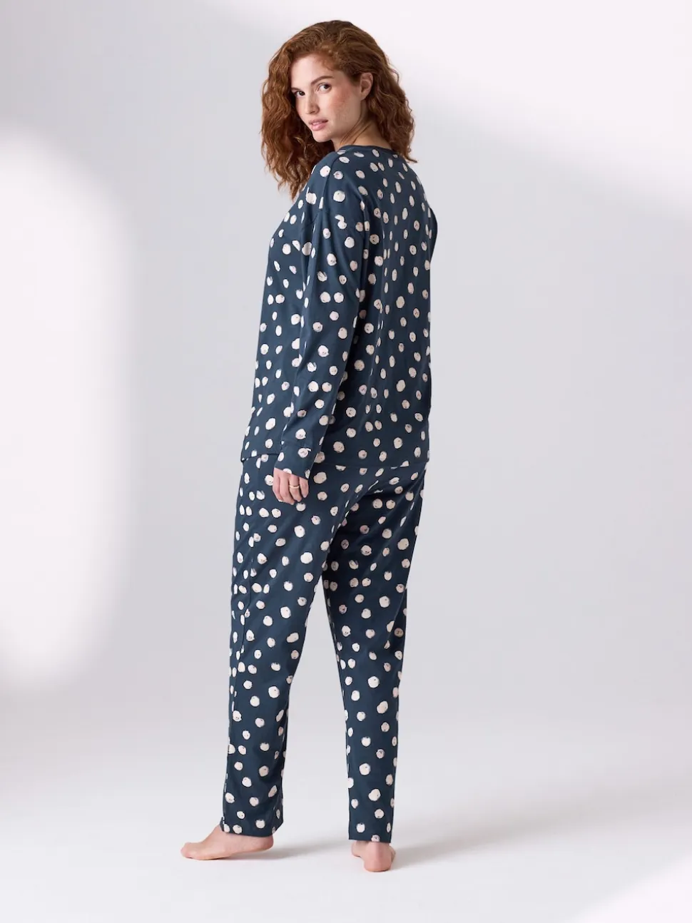 Navy Spot Maternity Long Sleeve Pyjamas