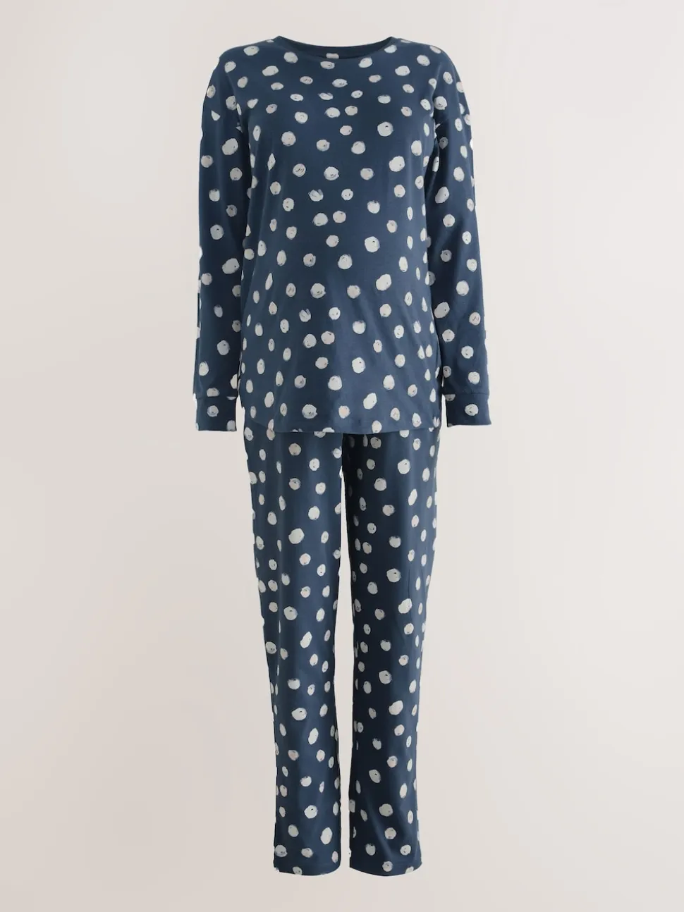 Navy Spot Maternity Long Sleeve Pyjamas