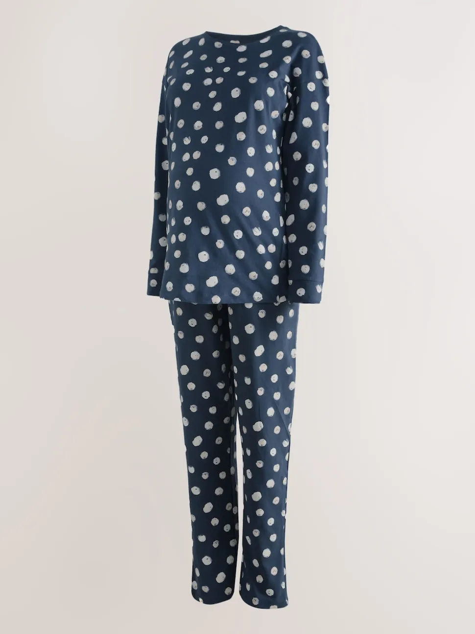 Navy Spot Maternity Long Sleeve Pyjamas