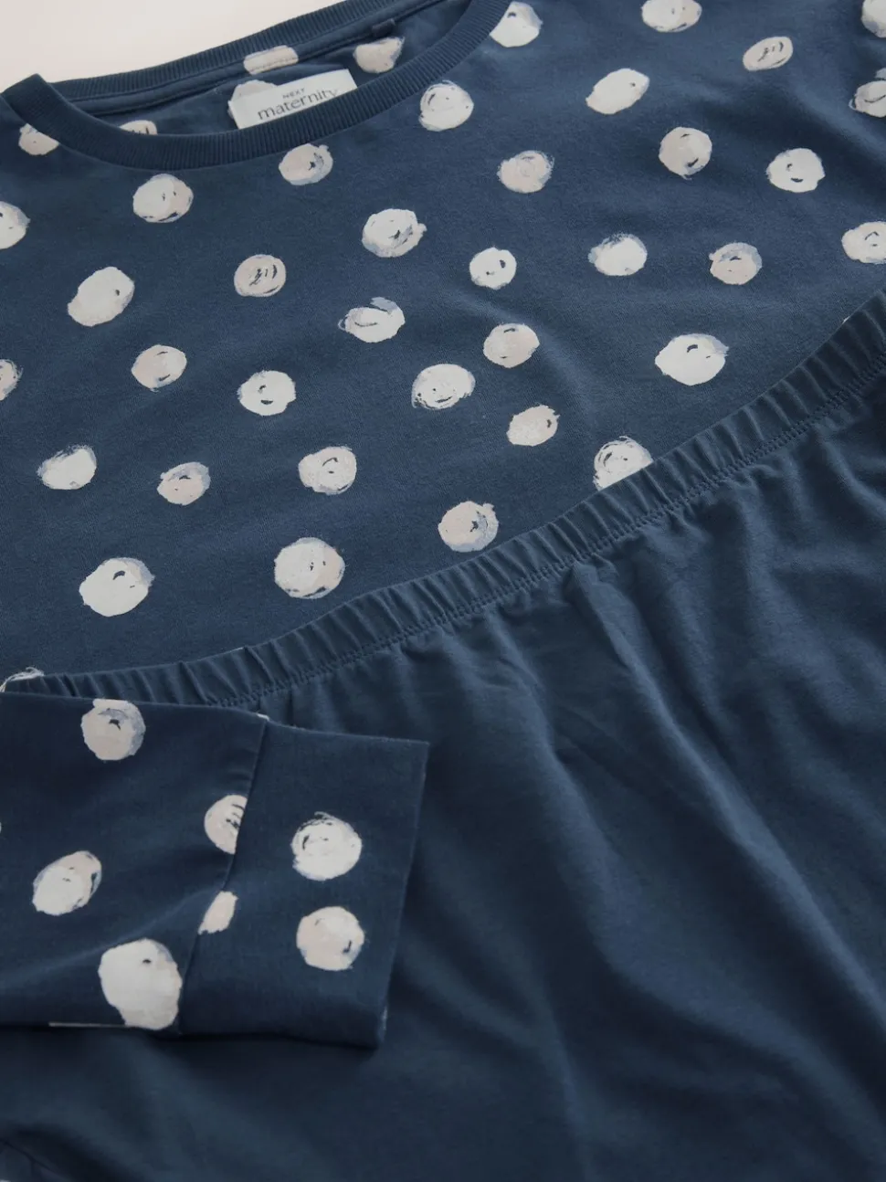 Navy Spot Maternity Long Sleeve Pyjamas