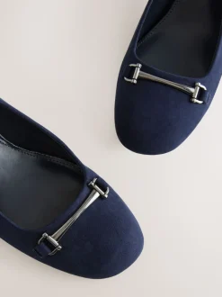 Navy Standard/Wide Fit Hardware Slingback Block Heels