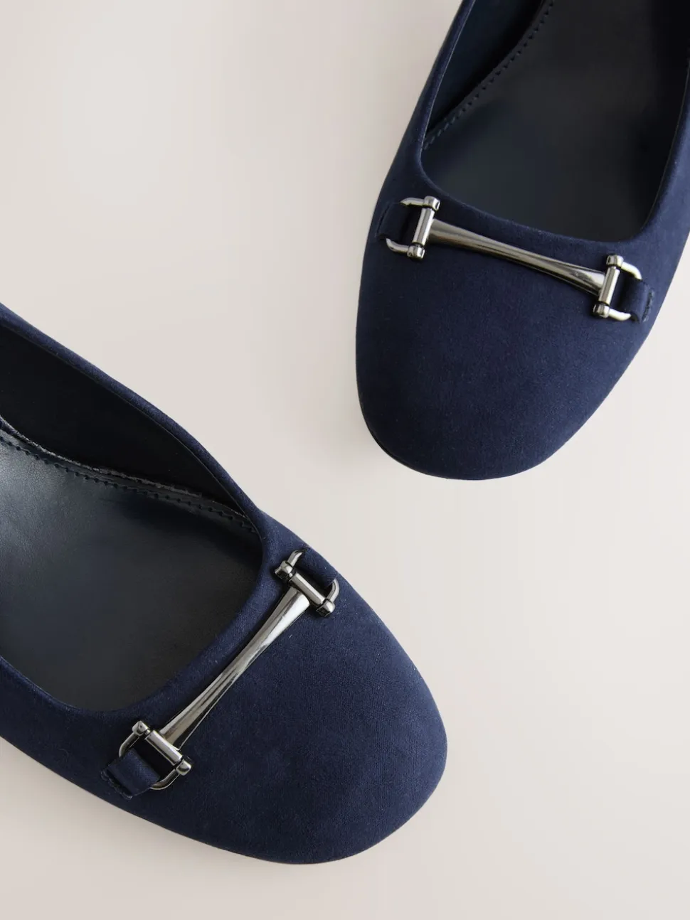 Navy Standard/Wide Fit Hardware Slingback Block Heels