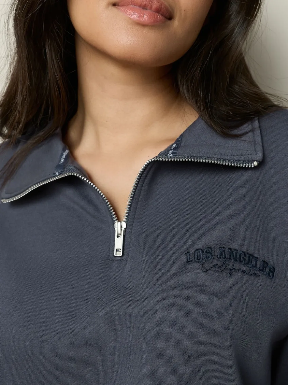 Navy Stripe Half Zip Sweatshirt and Flannel Pyjamas Set