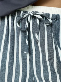 Navy Stripe Half Zip Sweatshirt and Flannel Pyjamas Set