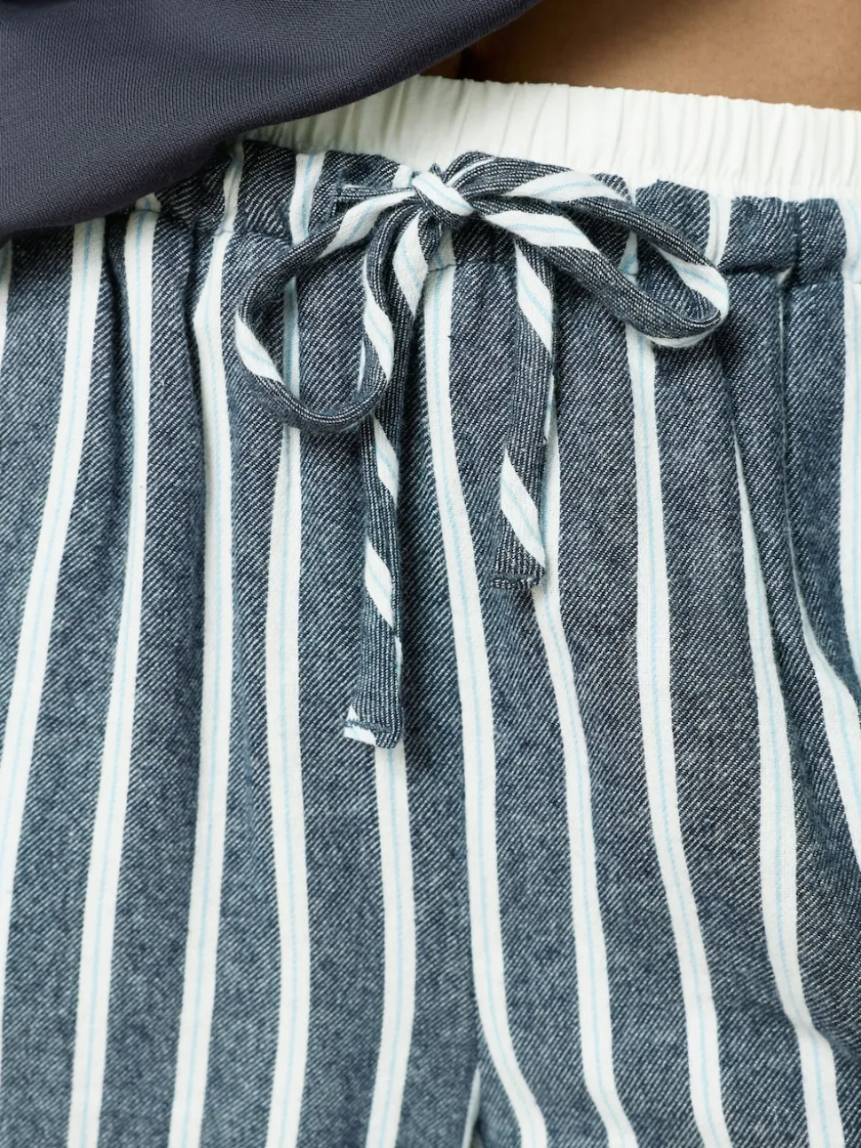 Navy Stripe Half Zip Sweatshirt and Flannel Pyjamas Set