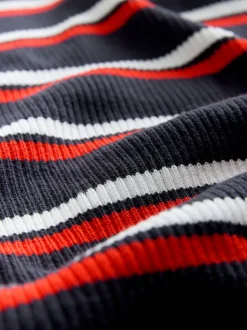 Navy Stripe Maternity Collared Knit Dress