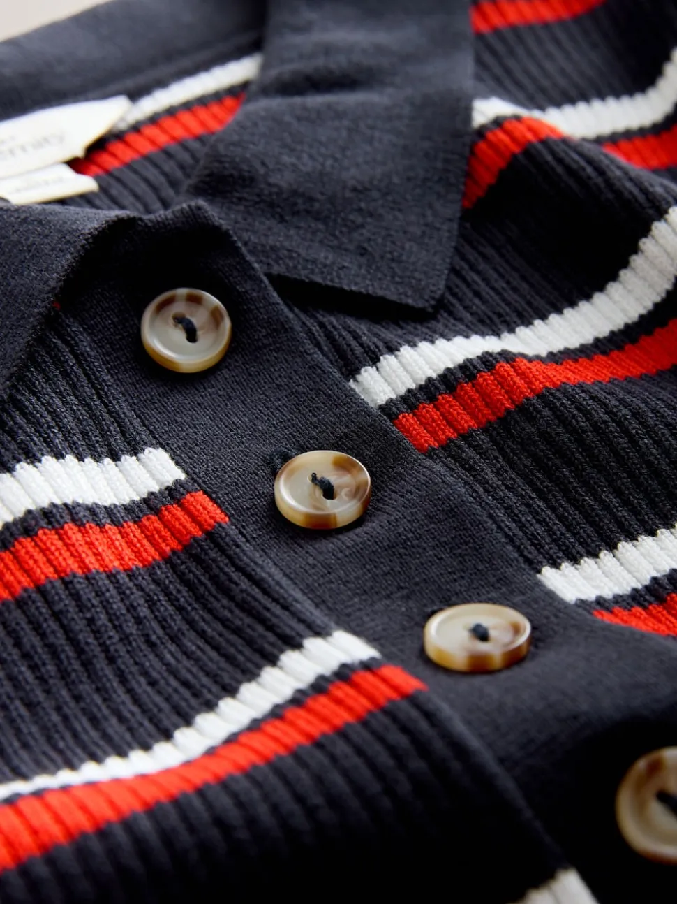 Navy Stripe Maternity Collared Knit Dress