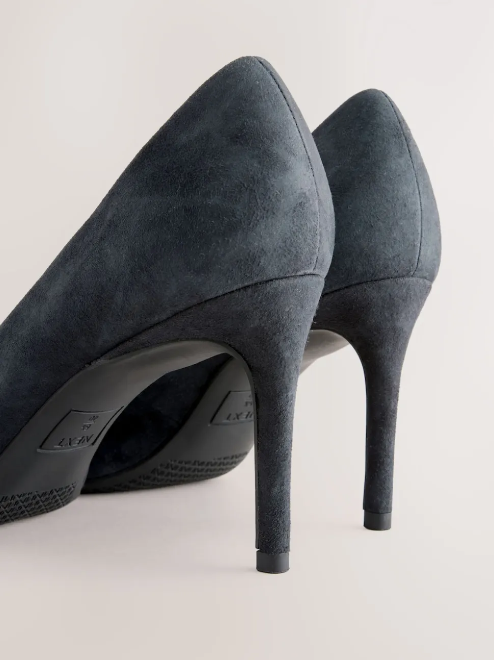 Navy Suede Standard/Wide Fit Leather Mid Court Shoes