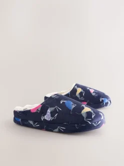 Navy Whippet Mule Slippers