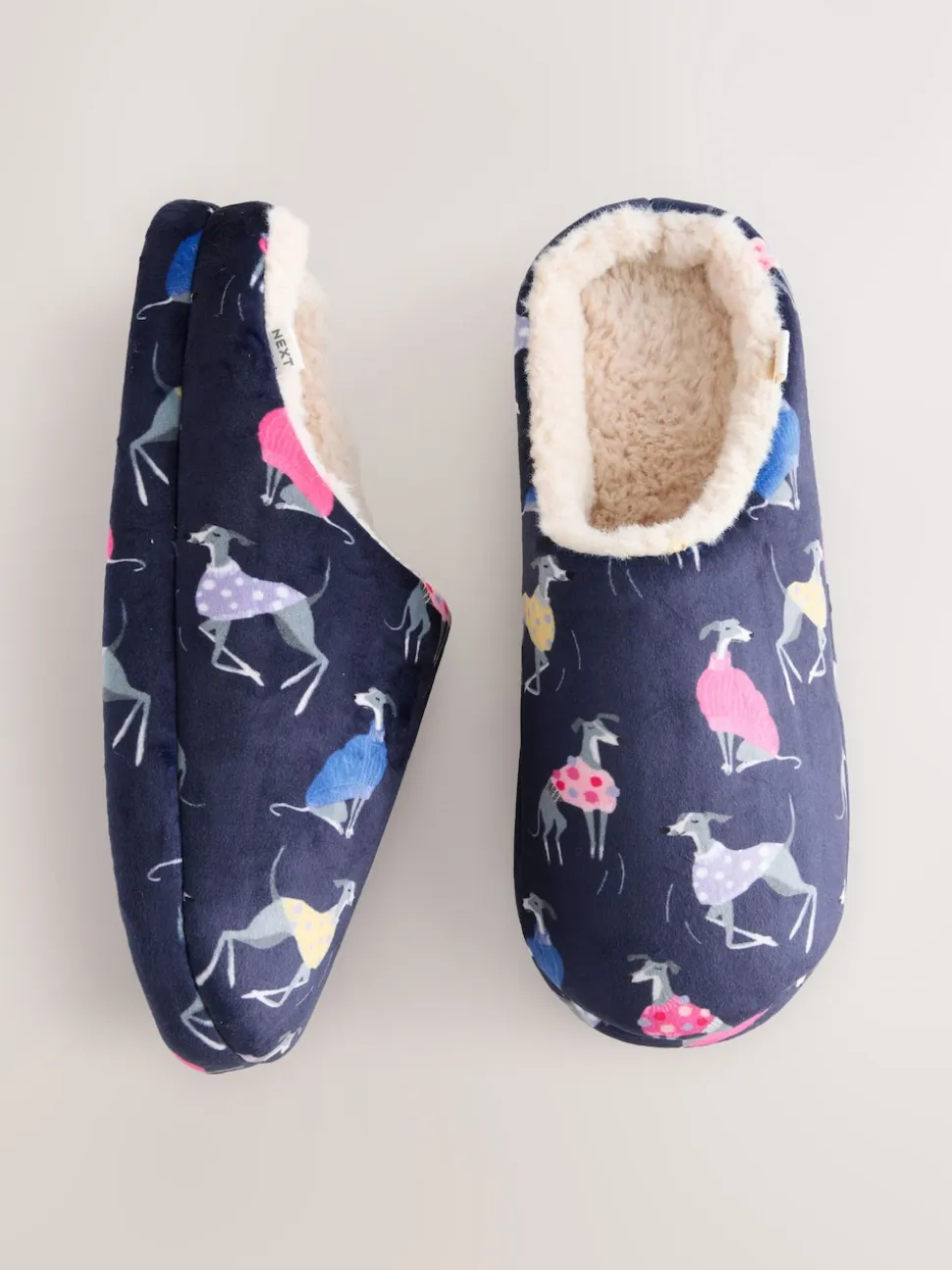 Navy Whippet Mule Slippers