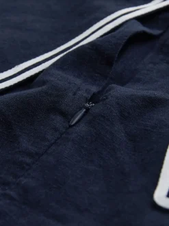 Navy with Ecru Tipping Sailor Collar Mini Dress with Linen