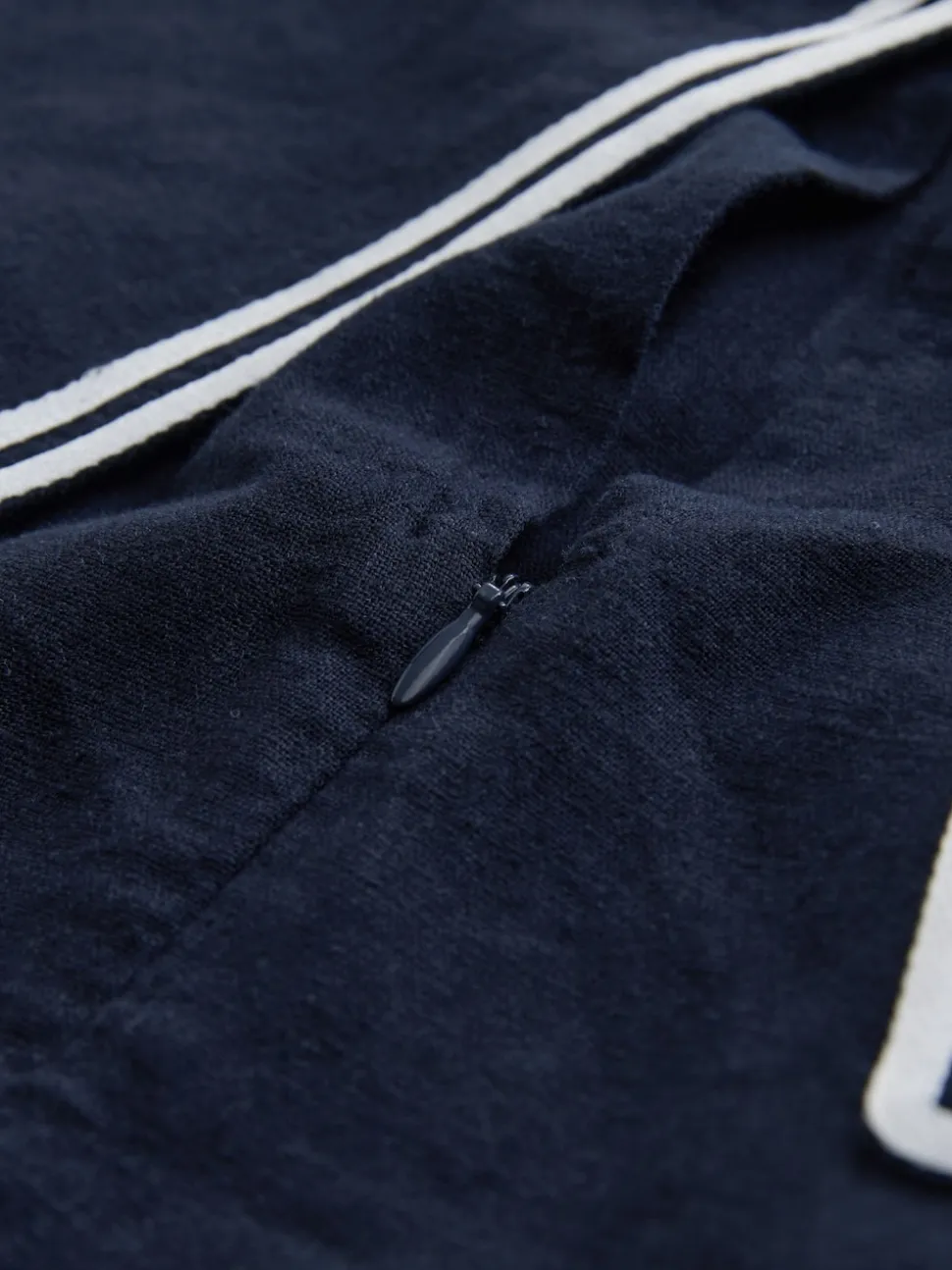 Navy with Ecru Tipping Sailor Collar Mini Dress with Linen