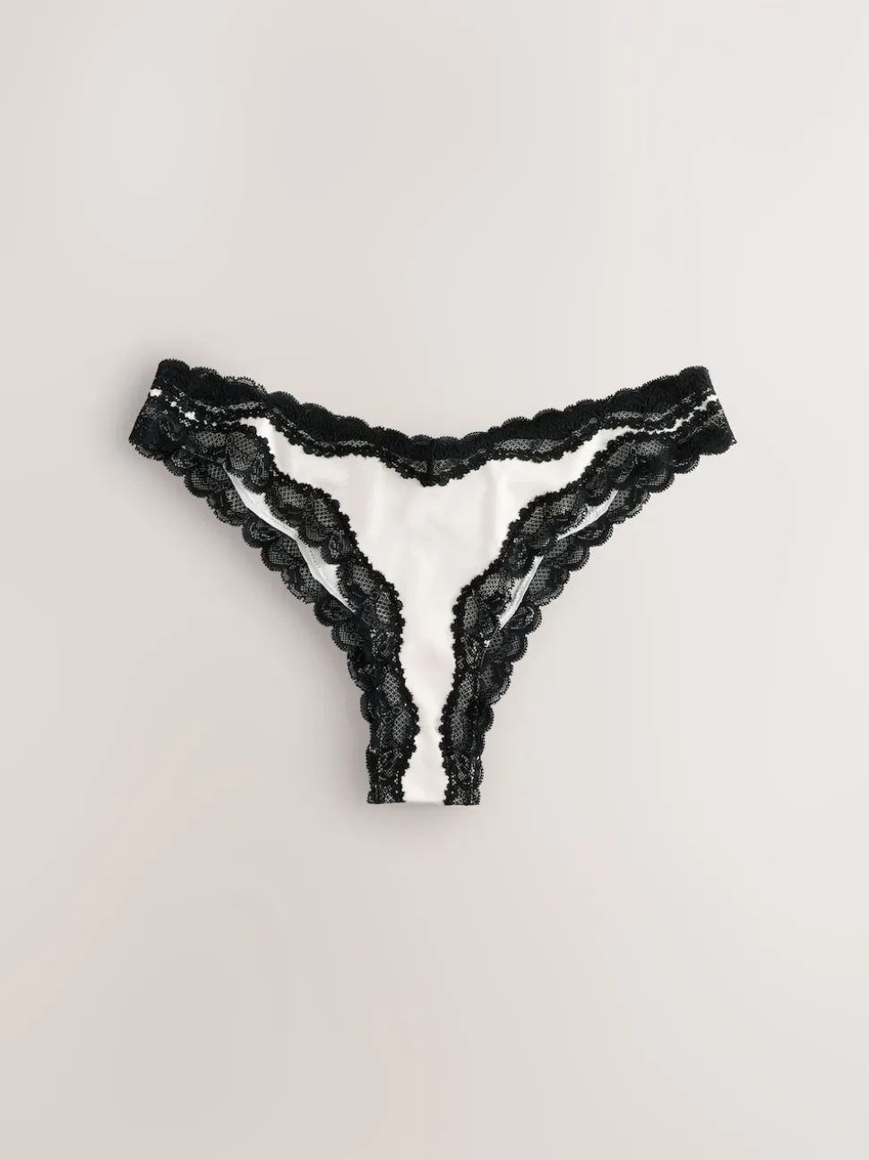 Navy/Champagne High Shine & Lace Trim Brazilian Knickers 2 Pack