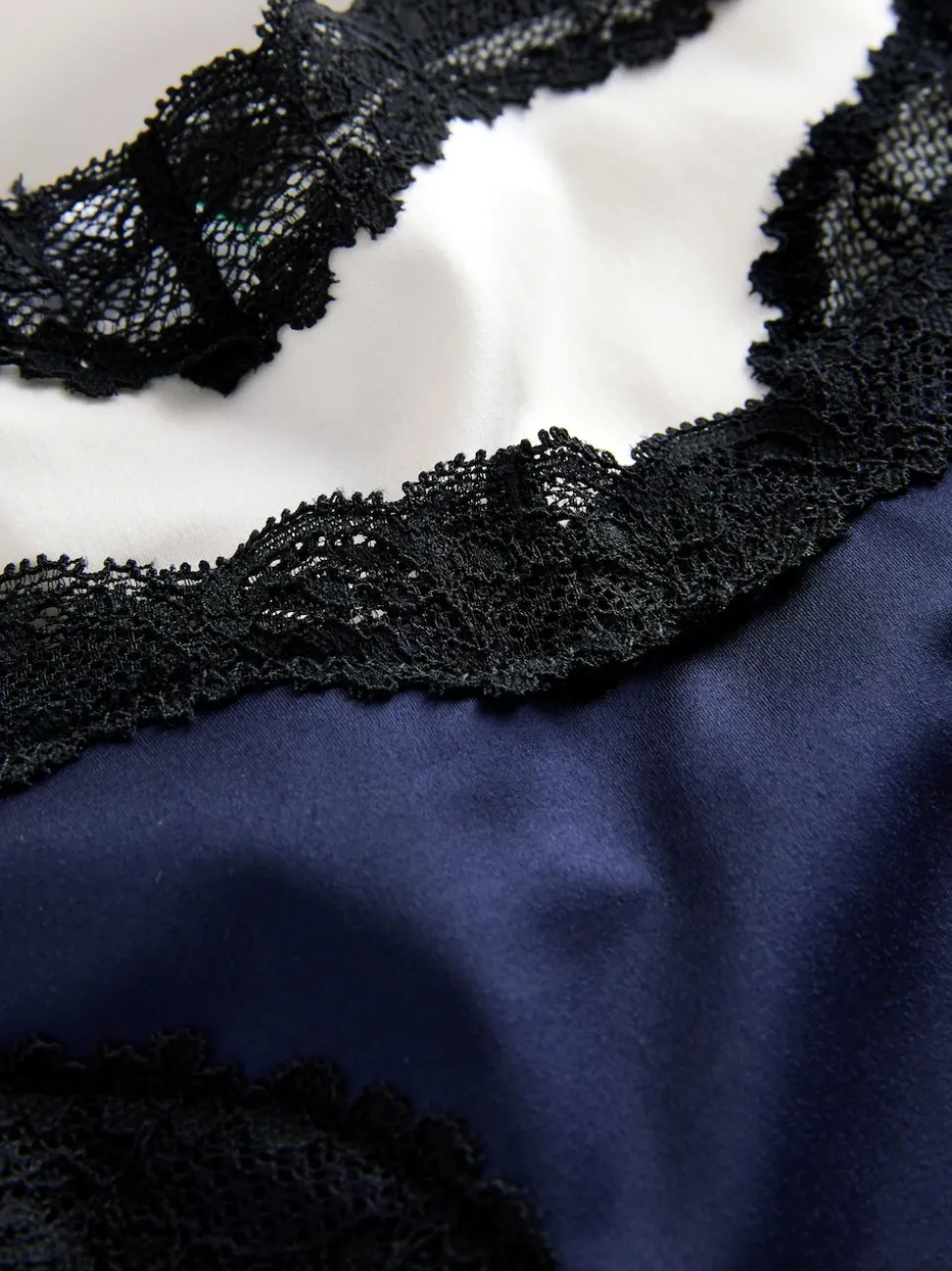 Navy/Champagne High Shine & Lace Trim Brazilian Knickers 2 Pack