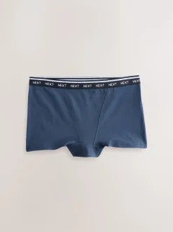 Navy/Chocolate Stripe Boyshort Cotton Logo Knickers 7 Pack