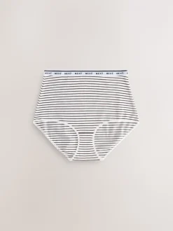 Navy/Chocolate Stripe Full Brief Cotton Logo Knickers 7 Pack