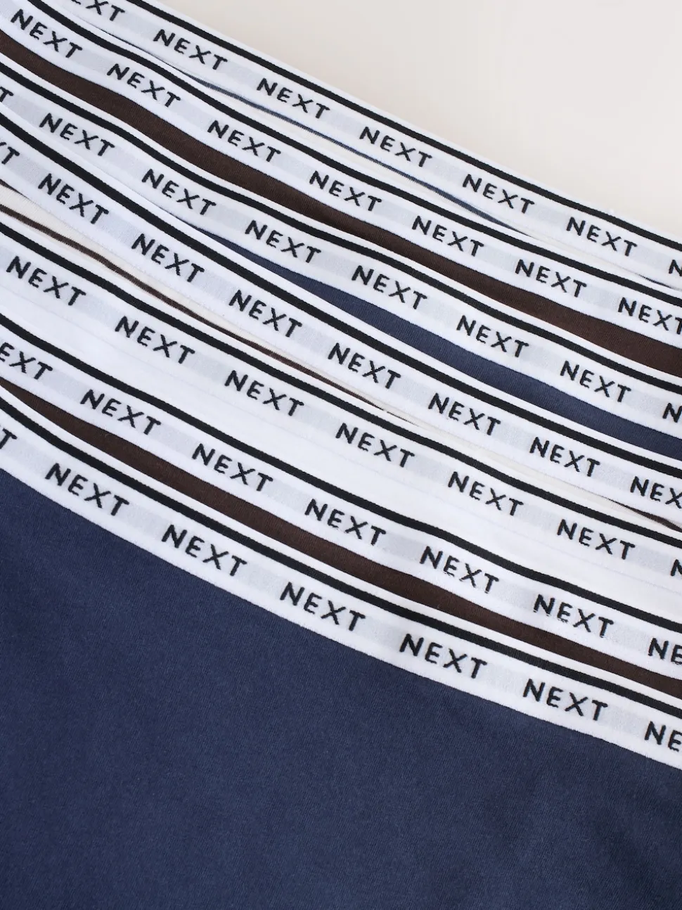 Navy/Chocolate Stripe Full Brief Cotton Logo Knickers 7 Pack