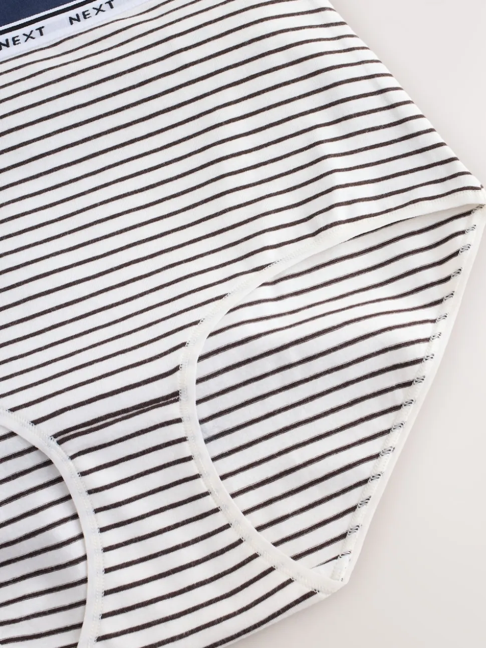 Navy/Chocolate Stripe Full Brief Cotton Logo Knickers 7 Pack