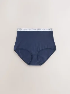 Navy/Chocolate Stripe Full Brief Cotton Logo Knickers 7 Pack