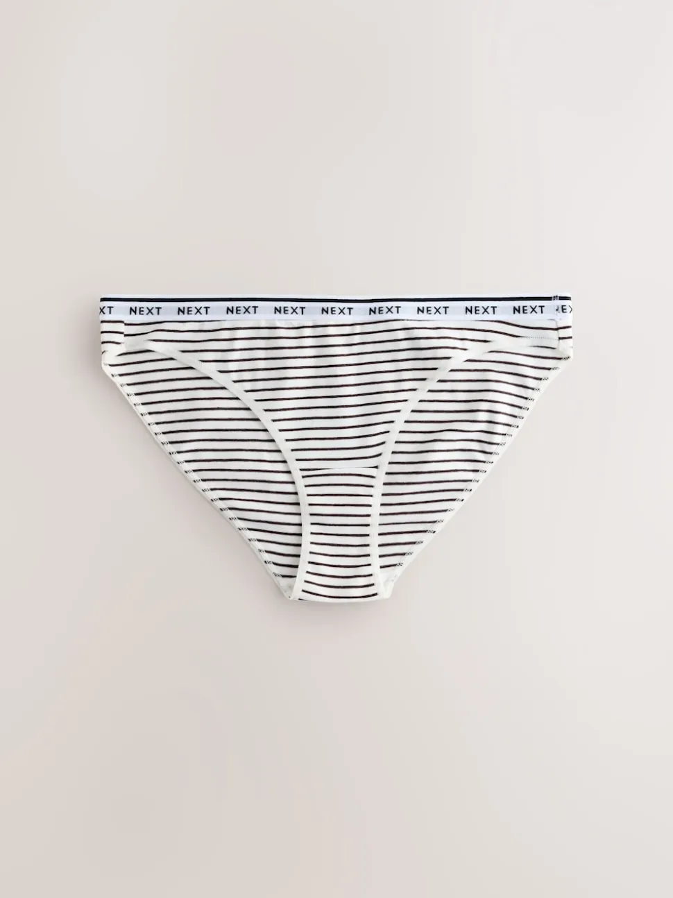 Navy/Chocolate Stripe High Leg Cotton Logo Knickers 7 Pack
