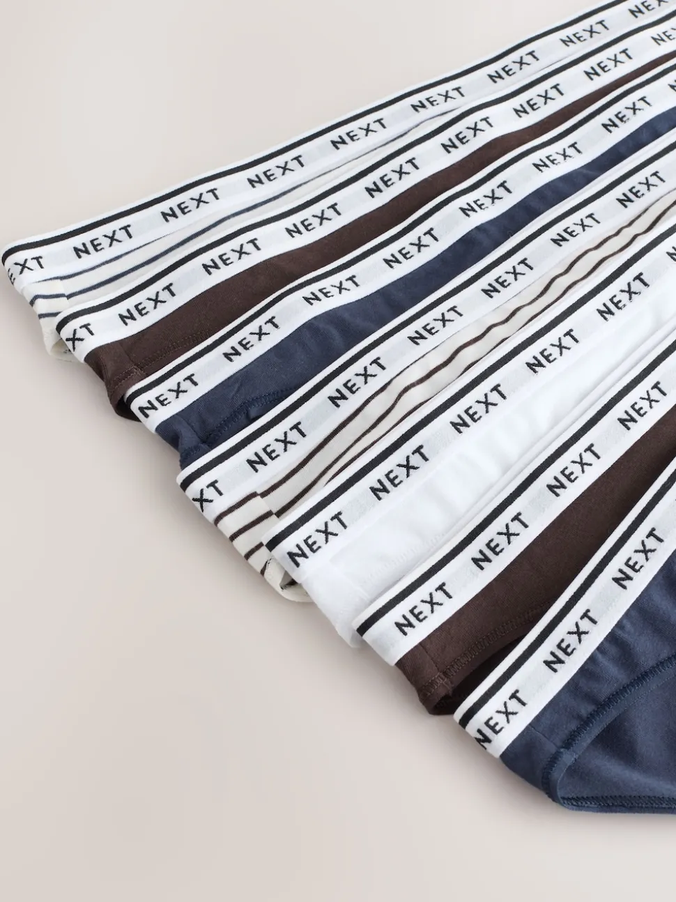 Navy/Chocolate Stripe High Leg Cotton Logo Knickers 7 Pack