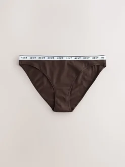 Navy/Chocolate Stripe High Leg Cotton Logo Knickers 7 Pack