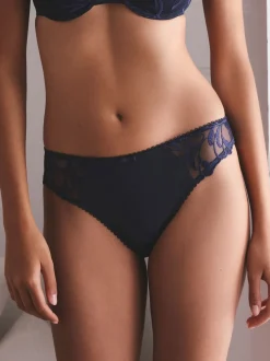 Navy/Cream Embroidered Knickers 2 Pack