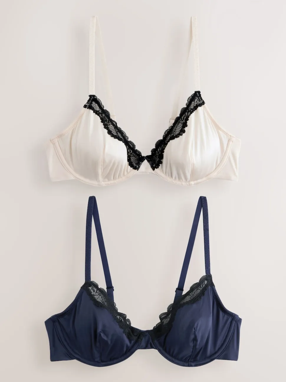 Navy/Cream Non Pad Plunge High Shine Bra
