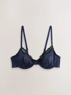 Navy/Cream Non Pad Plunge High Shine Bra