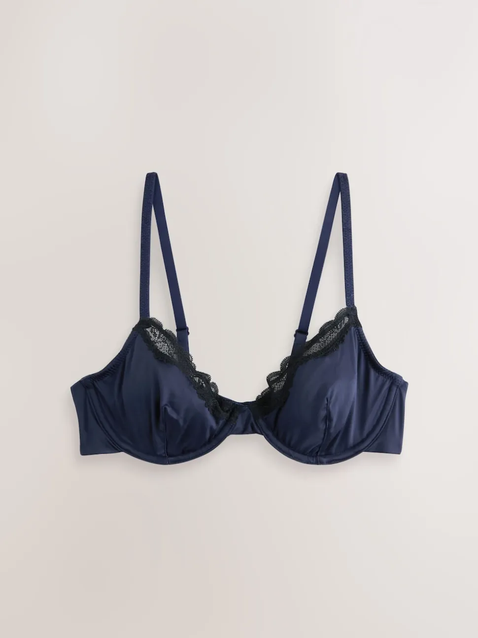 Navy/Cream Non Pad Plunge High Shine Bra