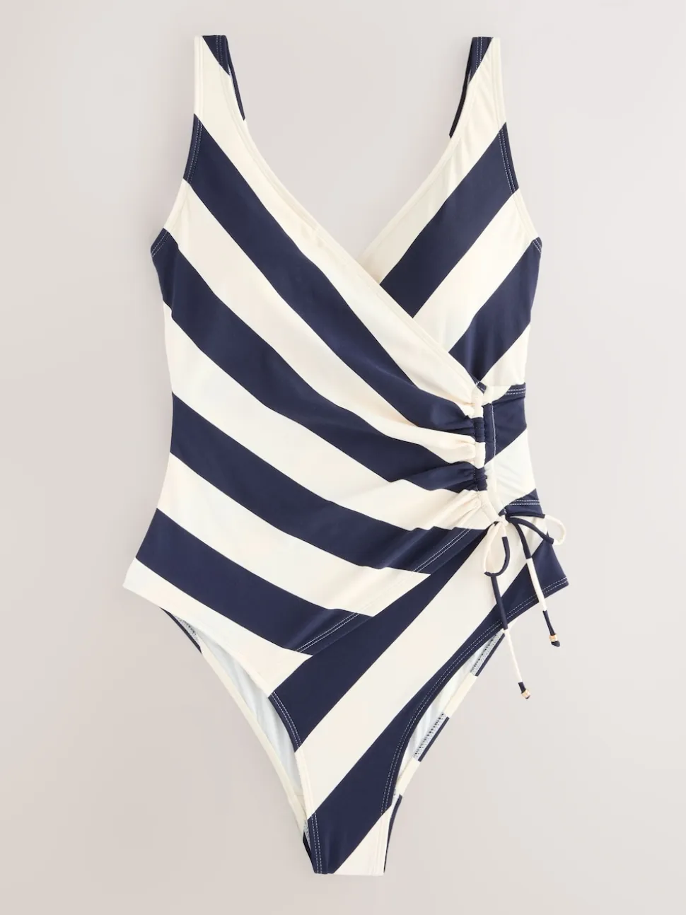 Navy/Cream Ruched Side Tummy Shaping Control Swimsuit