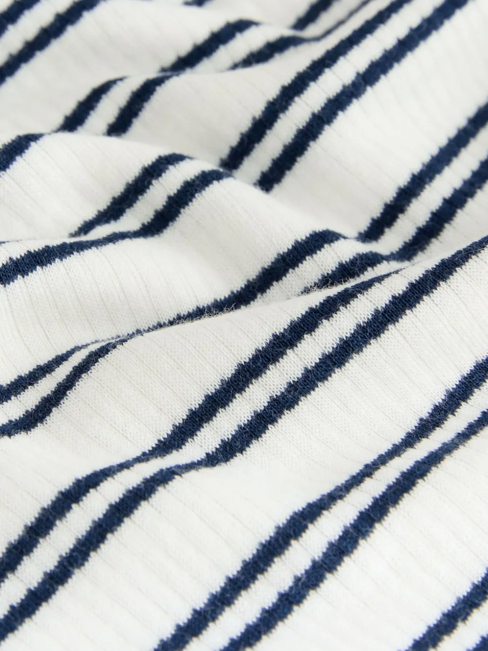 Navy/Cream Stripe Thermal Maximum Warmth Cosy Ribbed Roll Neck Top