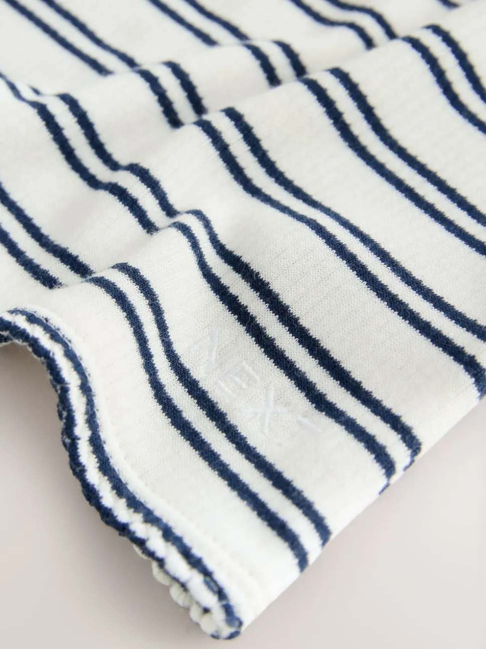 Navy/Cream Stripe Thermal Maximum Warmth Cosy Ribbed Roll Neck Top