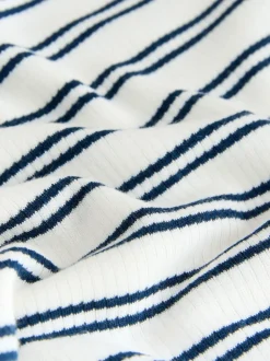 Navy/Cream Stripe Thermal Maximum Warmth Cosy Ribbed Vest