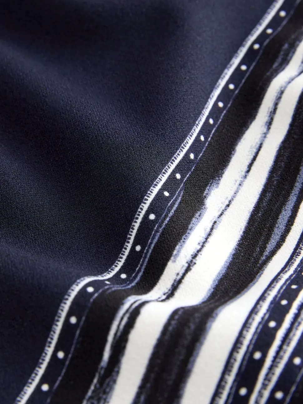 Navy/Ecru Stripe Short Sleeve Keyhole Crew Neck Top