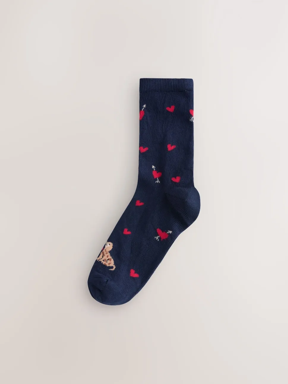 Navy/Grey Dog Heart Ankle Socks 4 Pack