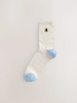Navy/Ochre Bee Ankle Socks 4 Pack