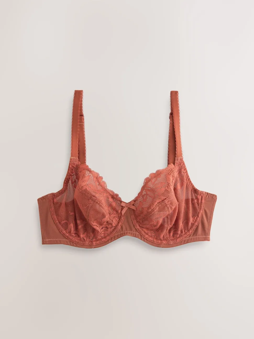 Navy/Rust Non Pad Balcony DD+ Lace Bras 2 Pack