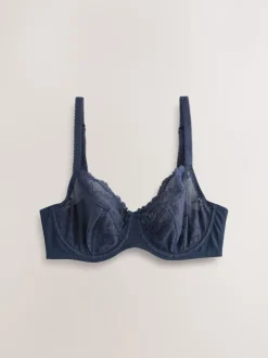 Navy/Rust Non Pad Balcony DD+ Lace Bras 2 Pack