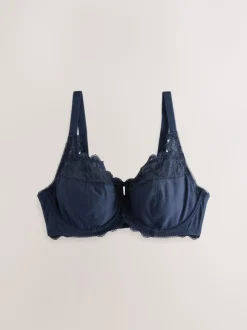 Navy/White DD+ Non Pad Full Cup Modal & Lace Bras 2 Pack