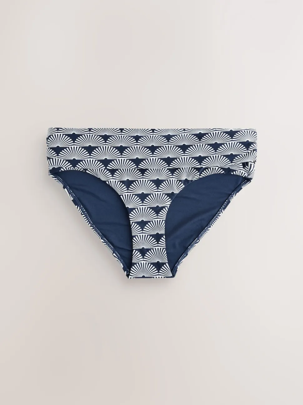 Navy/White Fan Roll Top Bikini Bottoms
