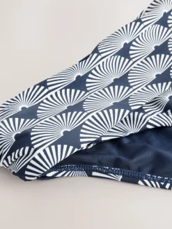 Navy/White Fan Roll Top Bikini Bottoms