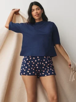 Navy/Yellow Spot Short Set Pyjamas 2 Pack