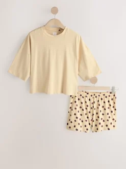 Navy/Yellow Spot Short Set Pyjamas 2 Pack