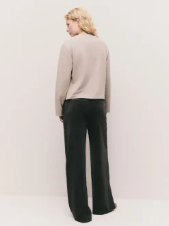 Neutral Beige Cosy Soft Touch Rib Crew Neck Jumper